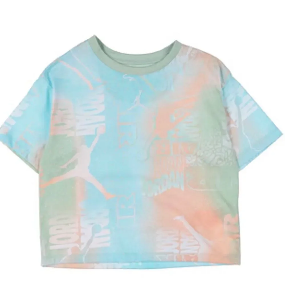 NWT Jordan Girls Short Set Blue Green Tie Die Tee & Shorts Athletic- Size Medium